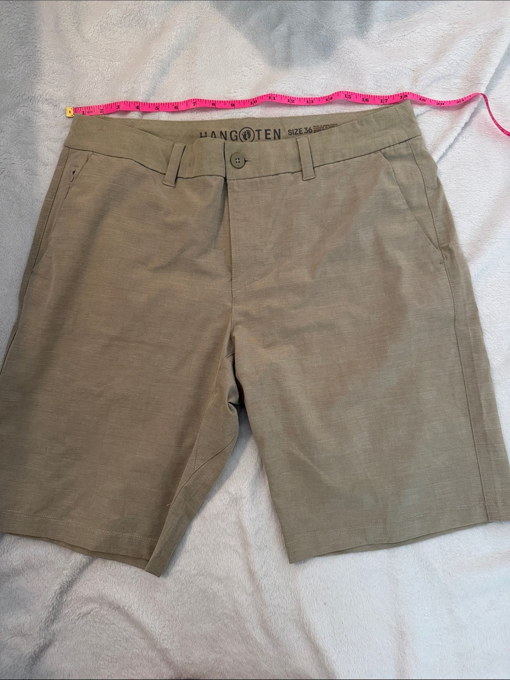 Hang Ten Men's Olive-Tan Flat Front Shorts